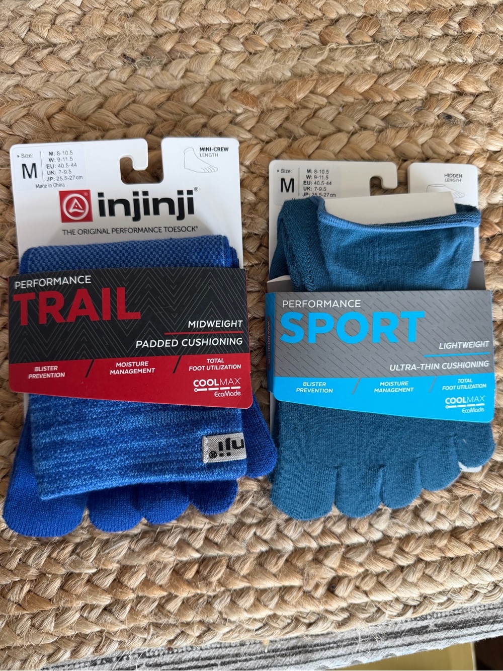 Performance Trail & Sport Toe Socks - Blue size M (2 Pairs)